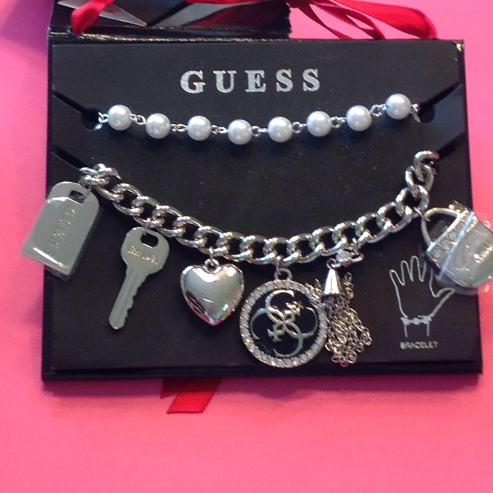 NWT Guess charm & beaded bracelet set
